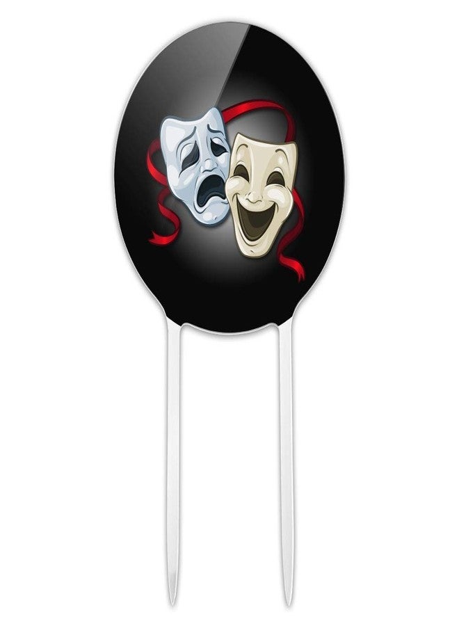 GRAPHICS & MORE Acrylic Drama Comedy Tragedy Masks Theater Cake Topper Party Decoration for Wedding Anniversary Birthday Graduation - Image 1