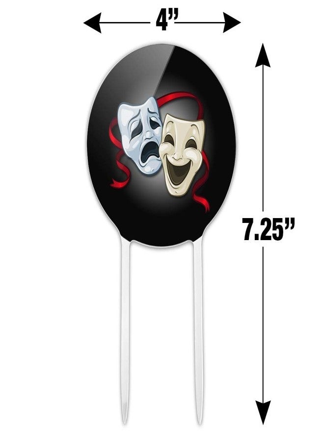 GRAPHICS & MORE Acrylic Drama Comedy Tragedy Masks Theater Cake Topper Party Decoration for Wedding Anniversary Birthday Graduation - Image 2