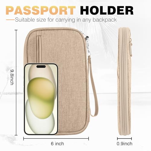 HOHOM Passport Holder Family RFID Travel Document Organizer for Women Waterproof Passport Wallet Men Portable Case for Cards Boarding Pass ID Money Tickets with Zipper - Image 3