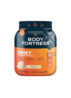 Body Fortress 100% Whey, Premium Protein Powder, Vanilla, 1.74lbs (Packaging May Vary)  - Image 1