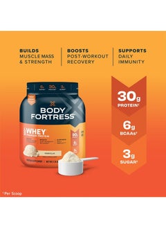 Body Fortress 100% Whey, Premium Protein Powder, Vanilla, 1.74lbs (Packaging May Vary)  - Image 3