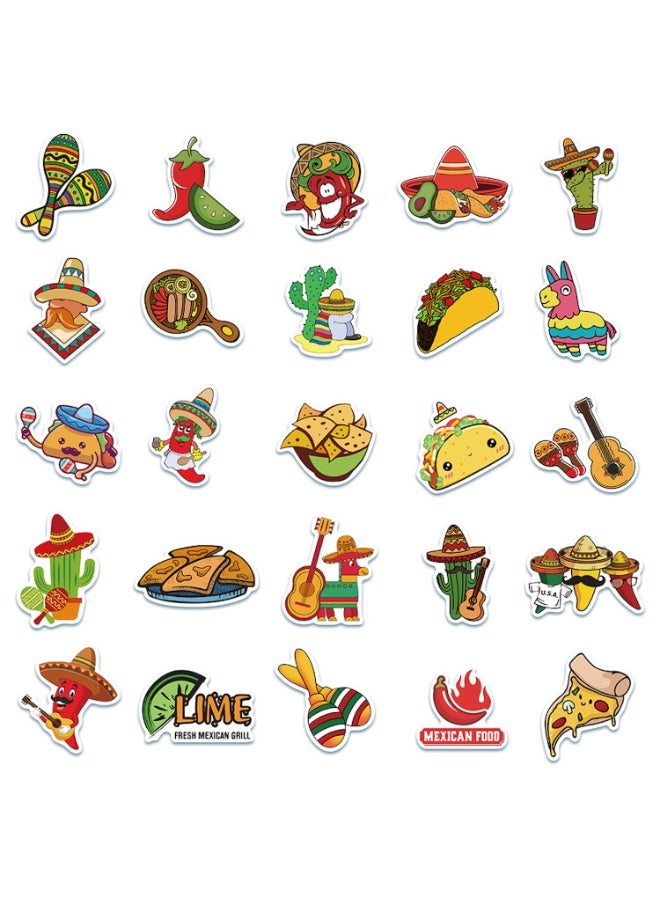 ملصقات طعام مكسيكي 50 قطعة من ملصقات الفينيل المقاومة للماء لزجاجات المياه والدراجات والكمبيوتر المحمول والثلاجة والأمتعة والكمبيوتر والهاتف المحمول ولوح التزلج والدراجة والديكور - Image 2