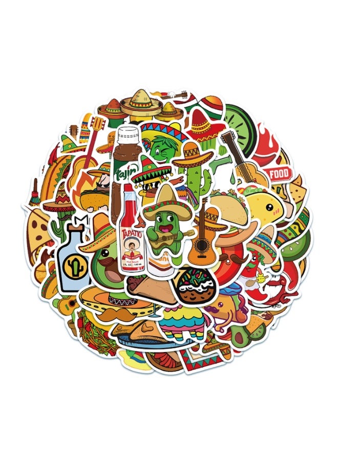 ملصقات طعام مكسيكي 50 قطعة من ملصقات الفينيل المقاومة للماء لزجاجات المياه والدراجات والكمبيوتر المحمول والثلاجة والأمتعة والكمبيوتر والهاتف المحمول ولوح التزلج والدراجة والديكور - Image 1
