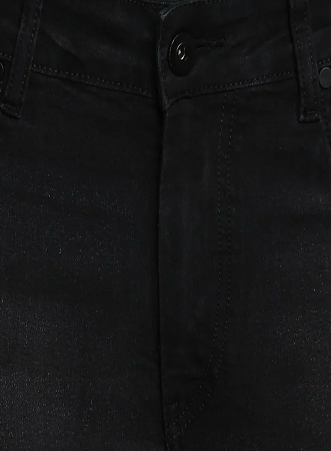 Dennis Lingo Black Slim Fit Men's Denim Jeans with Button & Zip Closure