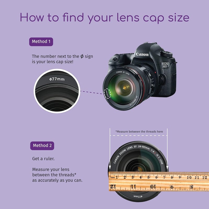 Sides Pinch Snap-On Front Lens Cap/Cover Compatible with Canon, Nikon, Sony, Fujifilm Pentax All DSLR Lenses (49 MM)