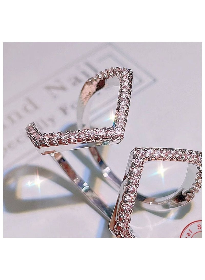 استراتيجية خاتم من الفضة الإسترليني عيار 925 مرصع بحجر الزركونيا - Image 3