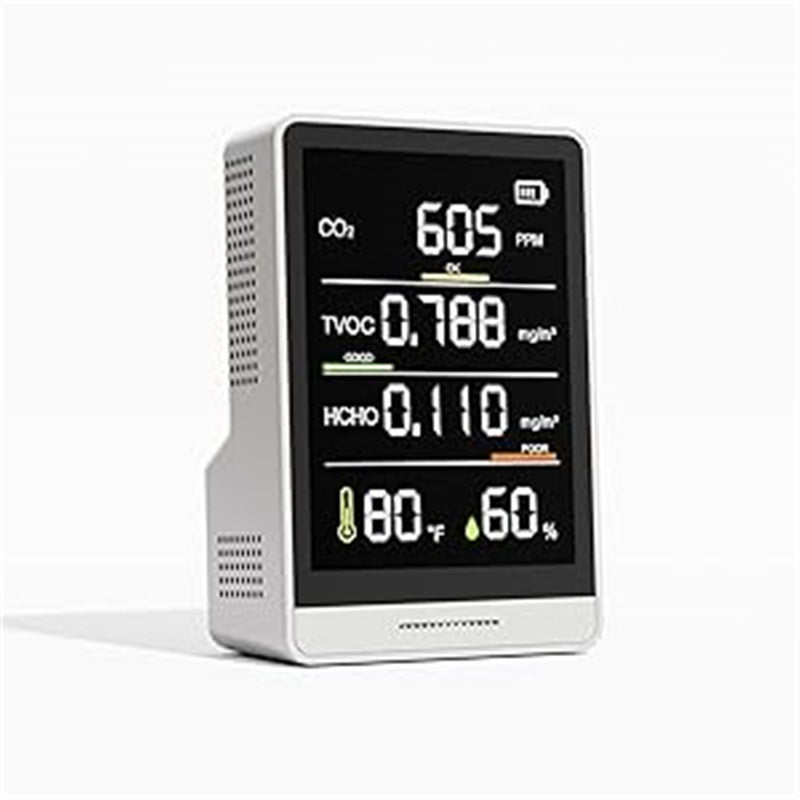 5-in-1 Indoor Air Quality Monitor,Professional Air Quality Meter Indoor Portable CO2 Monitor | Temperature | Formaldehyde Detector | Humidity TVOC | Air Quality Tester for Home,Office - Image 3