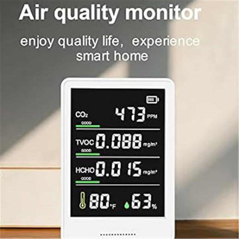 5-in-1 Indoor Air Quality Monitor,Professional Air Quality Meter Indoor Portable CO2 Monitor | Temperature | Formaldehyde Detector | Humidity TVOC | Air Quality Tester for Home,Office - Image 2