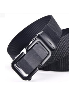Mens Nylon Canvas Belt with Metal Buckle Black