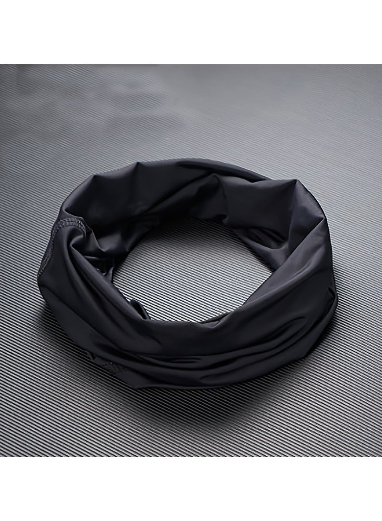 Generic ICE FIBRE FABRIC NECK COVER - Moisture wicking, breathable nylon headband for cycling, running and outdoor sports, lightweight and elasticated multifunctional mask and hood, black  - Image 3