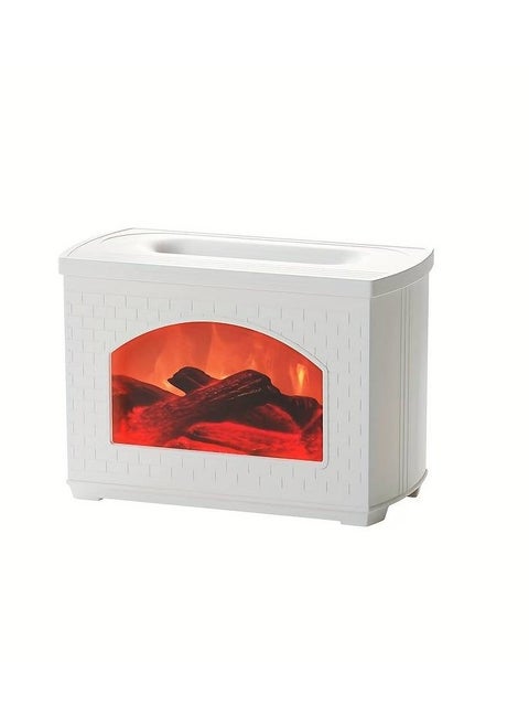 1pc 270ml Portable USB Humidifier with 3D Fire Flame Mini Fireplace and Aroma Essential Oil Diffuser Cool Mist for Room Humidification and Aromatherapy (White)