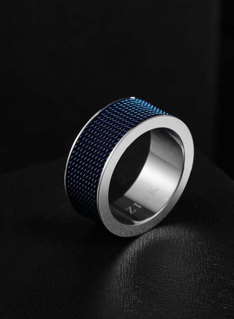 ZINK Men's Silver & Blue Stainless Steel Ring | ZJRG019SBL-20 - Image 4