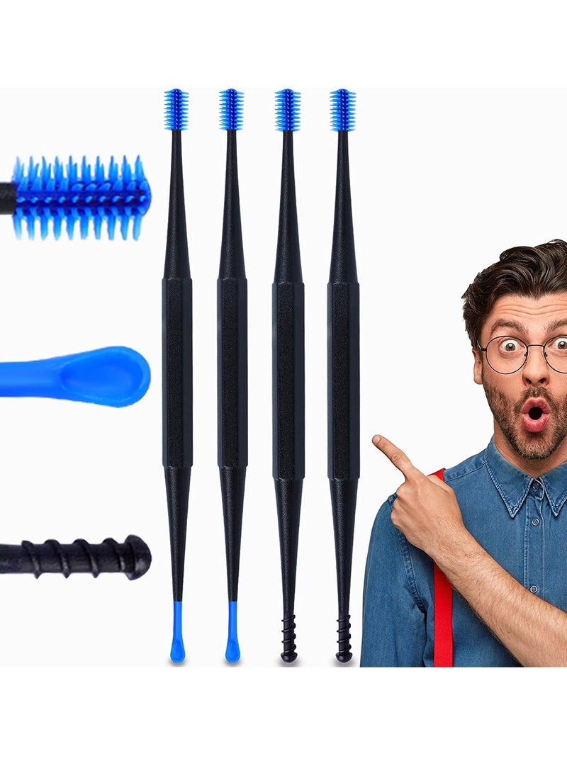Earwax Remover Reusable Ear Cleaner Soft Silicone Ear Wax Removal Tool Safe Spiral Ear Wax Remover Ear Picker Ear Wax Removal Kit for Olders Adult Kids Home Humans (4 Pieces) - Image 1