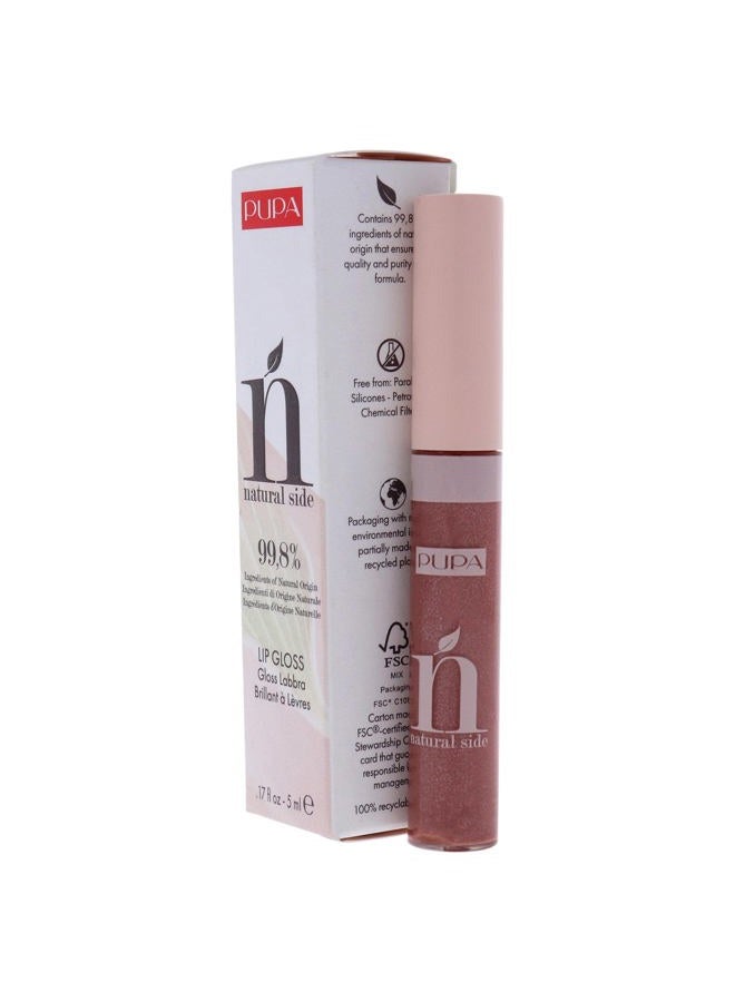 PUPA Natural Side Lip Gloss - High Shine And Color Payoff - Nourishing Formula - Made With Natural Ingredients - Enriched With Oils To Moisturize The Lips - 004 Pearly Nude - 0.17 OZ - Image 4