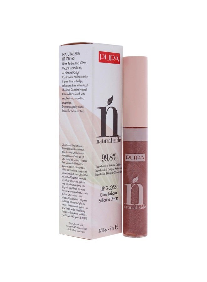 PUPA Natural Side Lip Gloss - High Shine And Color Payoff - Nourishing Formula - Made With Natural Ingredients - Enriched With Oils To Moisturize The Lips - 004 Pearly Nude - 0.17 OZ - Image 3