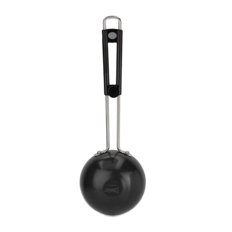 Prestige Hard Anodised Cookware Tadka Pan Black 13cm Perma Cool Bakelite Handle inBuilt Stand Metal Spoon Friendly - Image 4
