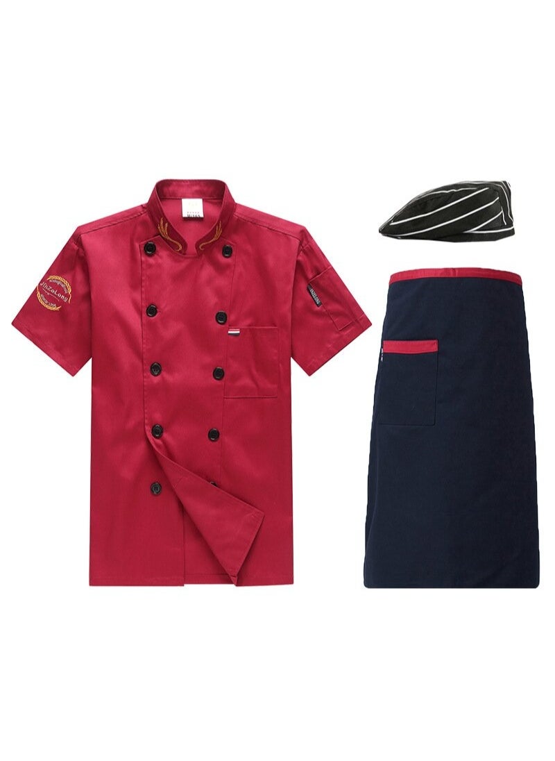 NIBEMINENT Chef Overalls Short-sleeved Summer Thin Breathable Catering Kitchen Hotel Restaurant Canteen Kitchen Waiter Chef Uniform  - Image 1