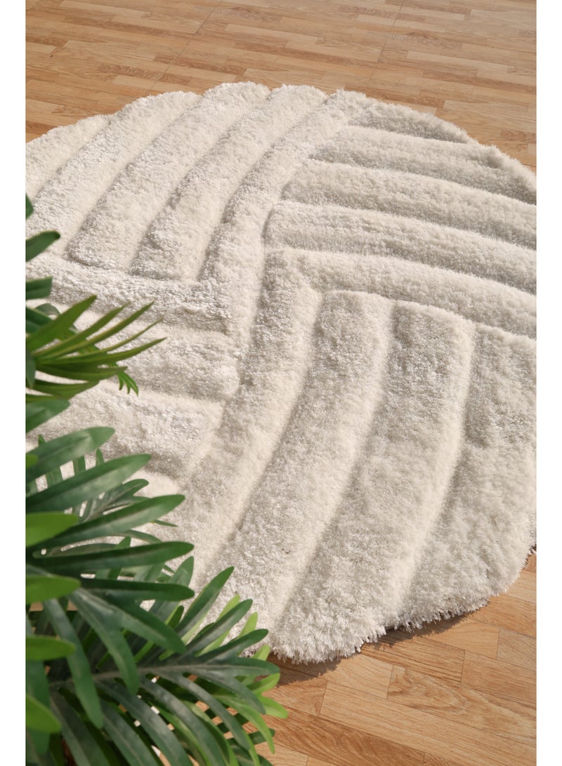 Ramsha Handmade shaggy rug 3d design white soft fur rug mp3d-07 round rug 150 cm - Image 2