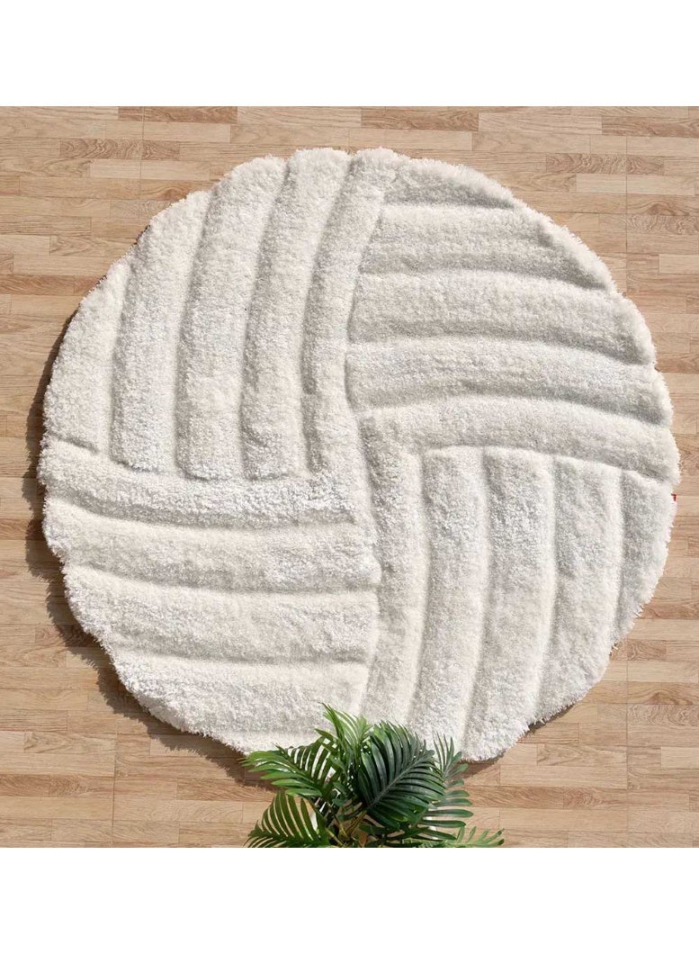 Ramsha Handmade shaggy rug 3d design white soft fur rug mp3d-07 round rug 150 cm - Image 3