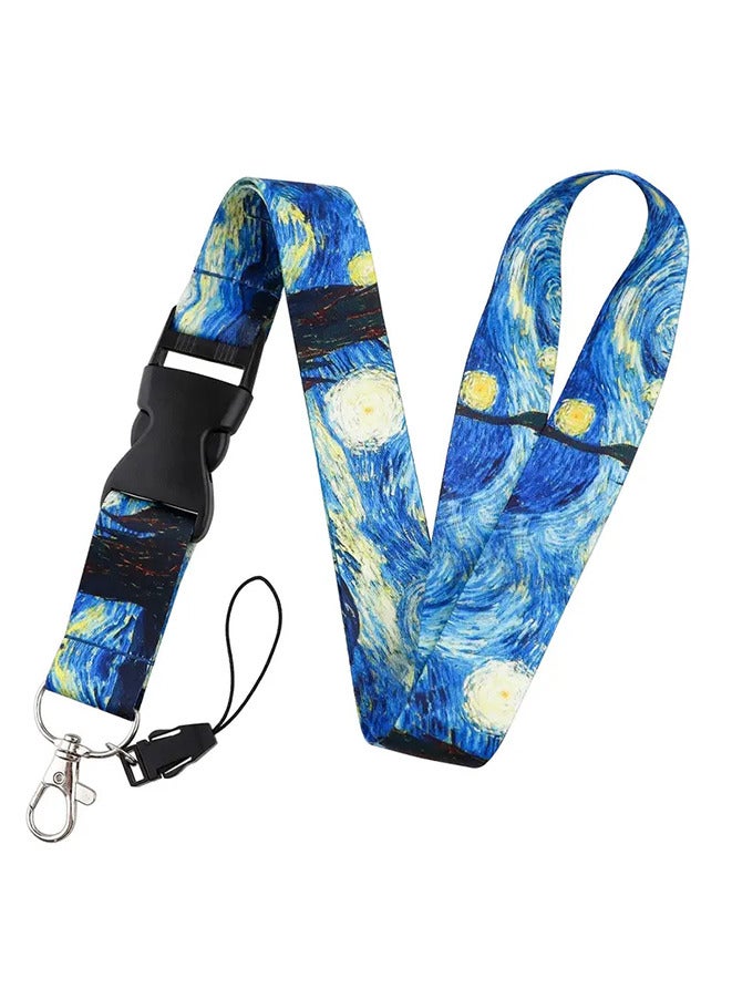 Starry Sky Neck Strap Lanyard ID Credit Card Pass Lanyard, for Mobile Phone And ID Card Neck Strap Keychain Soft Fabric Lanyard,With Quick Release Detachable Buckle - Image 1