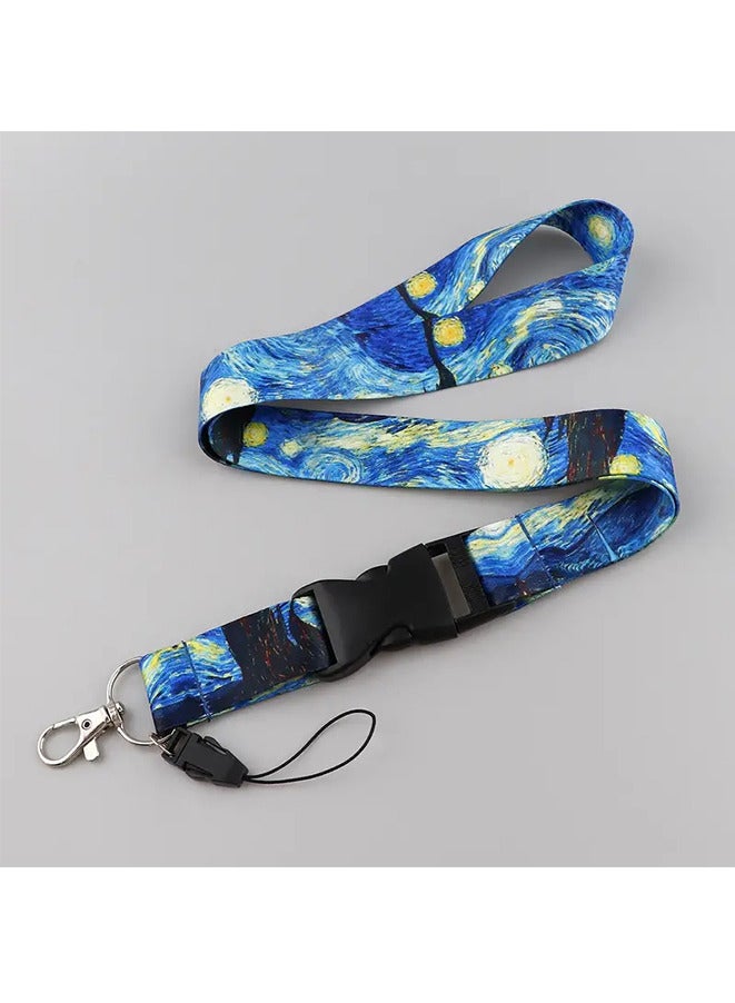 Starry Sky Neck Strap Lanyard ID Credit Card Pass Lanyard, for Mobile Phone And ID Card Neck Strap Keychain Soft Fabric Lanyard,With Quick Release Detachable Buckle - Image 3