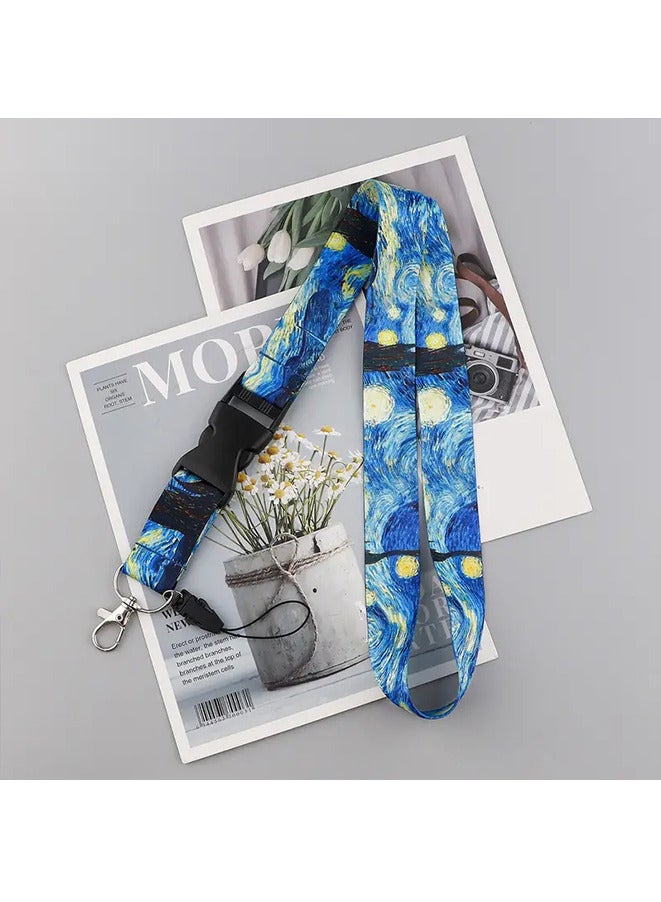 Starry Sky Neck Strap Lanyard ID Credit Card Pass Lanyard, for Mobile Phone And ID Card Neck Strap Keychain Soft Fabric Lanyard,With Quick Release Detachable Buckle - Image 5