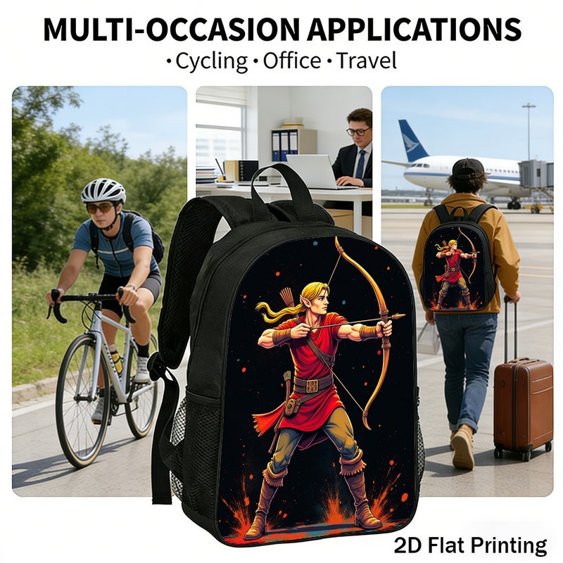 Daily Elf Archer Warrior Graphic Backpack Durable Multi Pocket 2D Flat Print for hiking camping training for Men - Image 5