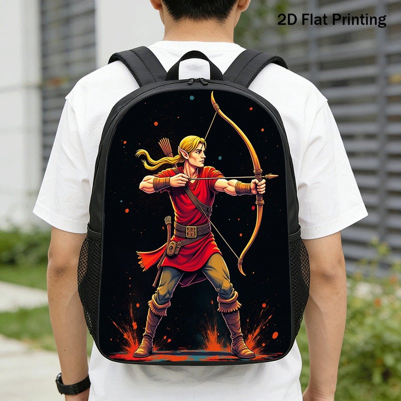 Daily Elf Archer Warrior Graphic Backpack Durable Multi Pocket 2D Flat Print for hiking camping training for Men - Image 1