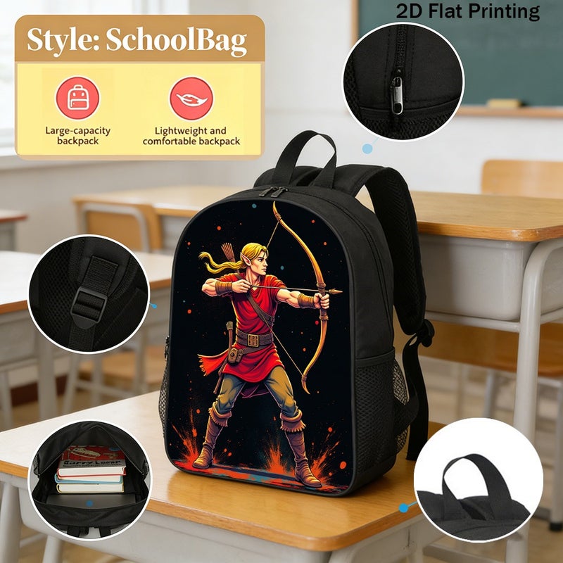 Daily Elf Archer Warrior Graphic Backpack Durable Multi Pocket 2D Flat Print for hiking camping training for Men - Image 2
