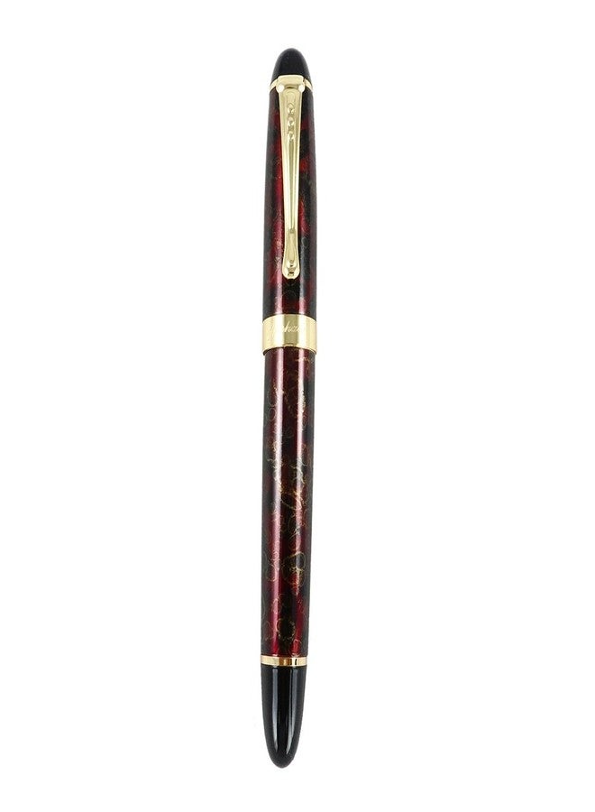 Jinhao Fountain Pen Golden Clip Medium Nib X450 With Case (Luxury Red & Golden) - Image 1