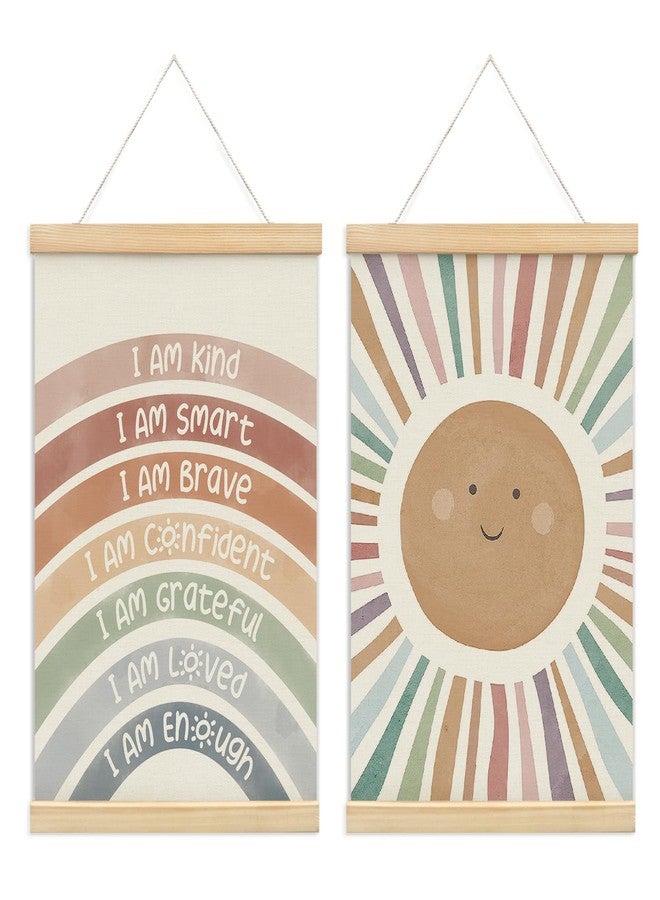 foedor Classroom Reading Corner Boho Rainbow Wall Decor Poster Hanger Frame,Book Center Calming Corner Home Bedroom Playroom Decor for Nursery Baby Girl Girls Room,12x16 Inch,Set of 2 - Image 1