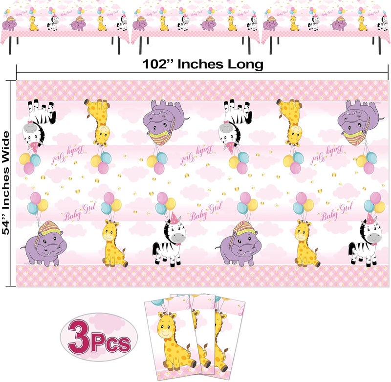 AnapoliZ Plastic Tablecloth for Baby Shower Girl  3 Pcs 54 Wide x 102 Inch Long  Rectangular Baby Shower Girl Table Cover Pink  Baby Shower Decorations Girl  Baby Girl Tablecloth Disposable - Image 4