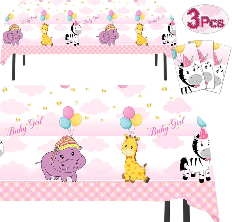 AnapoliZ Plastic Tablecloth for Baby Shower Girl  3 Pcs 54 Wide x 102 Inch Long  Rectangular Baby Shower Girl Table Cover Pink  Baby Shower Decorations Girl  Baby Girl Tablecloth Disposable - Image 5