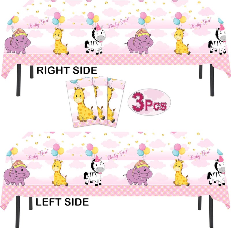 AnapoliZ Plastic Tablecloth for Baby Shower Girl  3 Pcs 54 Wide x 102 Inch Long  Rectangular Baby Shower Girl Table Cover Pink  Baby Shower Decorations Girl  Baby Girl Tablecloth Disposable - Image 2