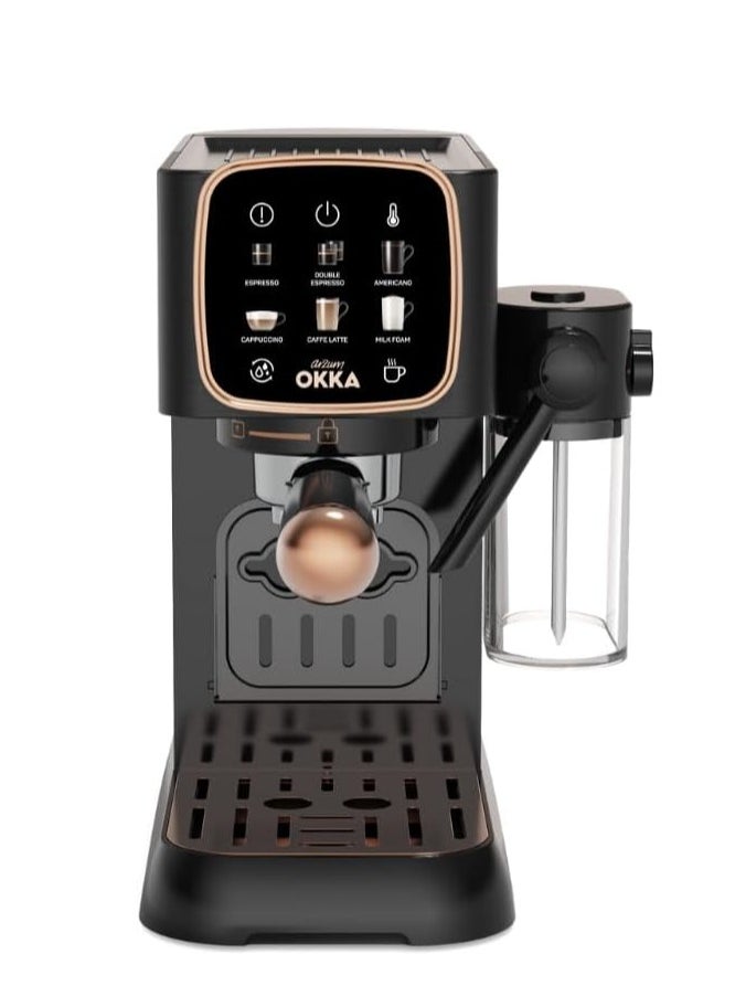 arzum okka - Solo Espresso Machine Semi Automatic 1628 Watt Pressure15 bar  Capacity: 1.1L OK0032-0400 Black/copper - Image 1