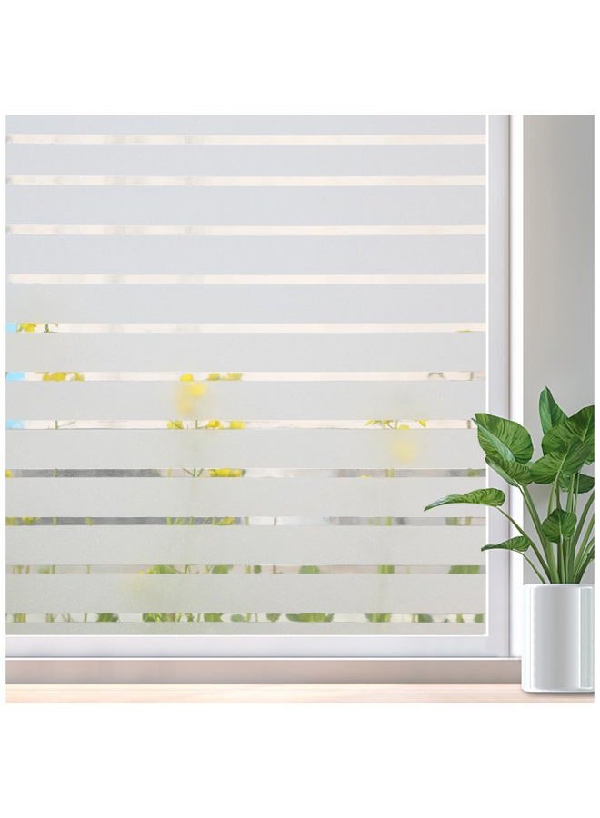 Viseeko Window Privacy Film:Stripe Frosted Glass Window Film Non-Adhesive Privacy Window Film Window Blinds Window Vinyl for Door Window Cover Privacy Static Cling Home Office Bathroom 17.5x78.7in - Image 1