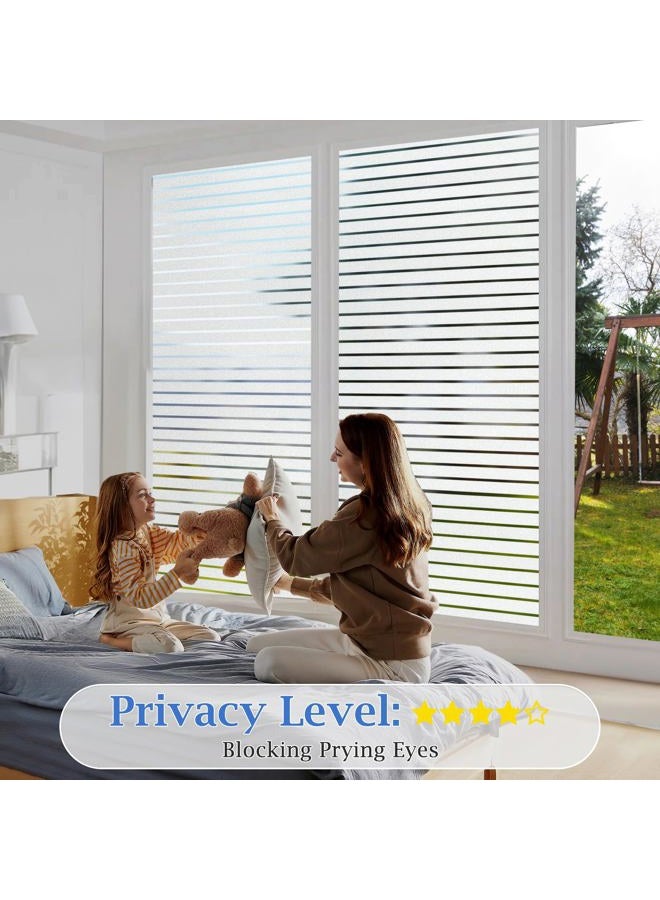 Viseeko Window Privacy Film:Stripe Frosted Glass Window Film Non-Adhesive Privacy Window Film Window Blinds Window Vinyl for Door Window Cover Privacy Static Cling Home Office Bathroom 17.5x78.7in - Image 3
