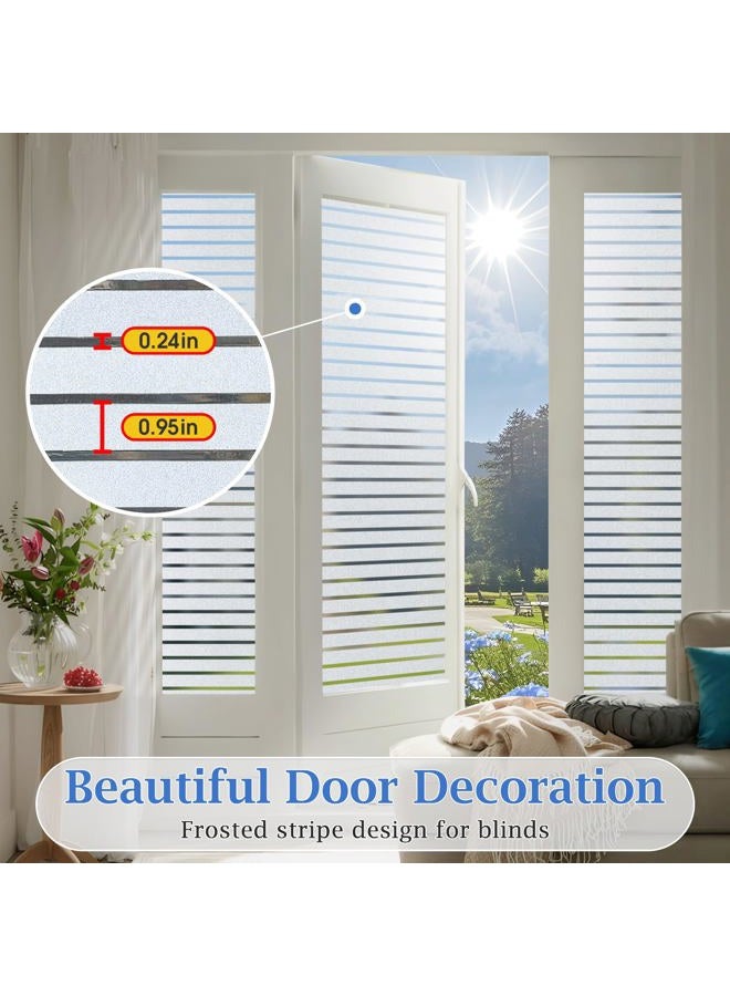 Viseeko Window Privacy Film:Stripe Frosted Glass Window Film Non-Adhesive Privacy Window Film Window Blinds Window Vinyl for Door Window Cover Privacy Static Cling Home Office Bathroom 17.5x78.7in - Image 4
