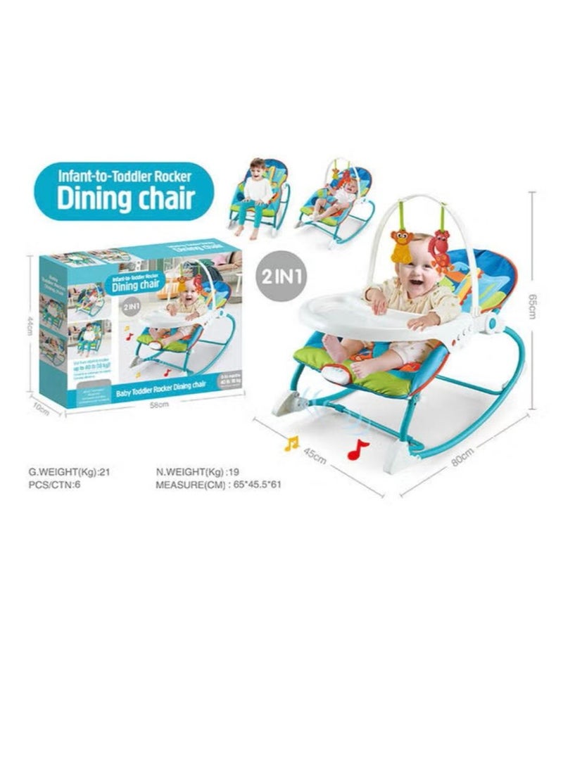 DEHKAH - 2 In 1 Adjustable Rocking Chair With Dining Lounge And Soothing Music - Image 1