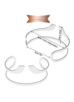 RechicGu 2 Pieces Minimalist Egyptian Bar Curve Upper Arm Cuff Bracelet Bangle Band Open Armband Armlet Jewelry Set Belly Dance Accessories Silver  - Image 3