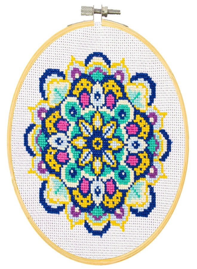 DIAMOND DOTZ Daisy Mandala - Stamped Cross Stitch Kit for Adults, Counted Cross Stitch Patterns, Easy-to-Follow Design, Perfect for Beginners and Experts - Image 1