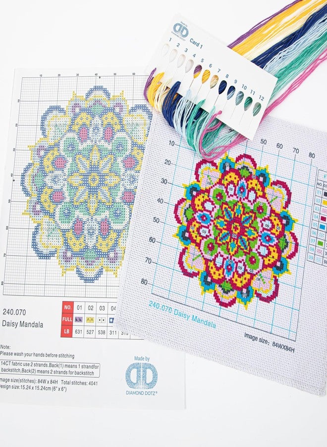DIAMOND DOTZ Daisy Mandala - Stamped Cross Stitch Kit for Adults, Counted Cross Stitch Patterns, Easy-to-Follow Design, Perfect for Beginners and Experts - Image 5