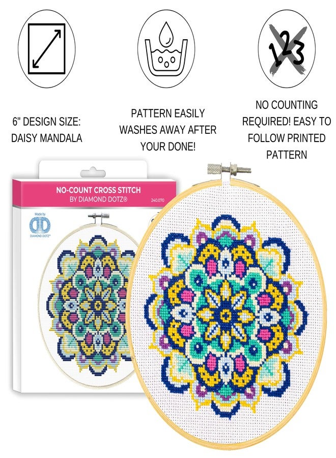 DIAMOND DOTZ Daisy Mandala - Stamped Cross Stitch Kit for Adults, Counted Cross Stitch Patterns, Easy-to-Follow Design, Perfect for Beginners and Experts - Image 2