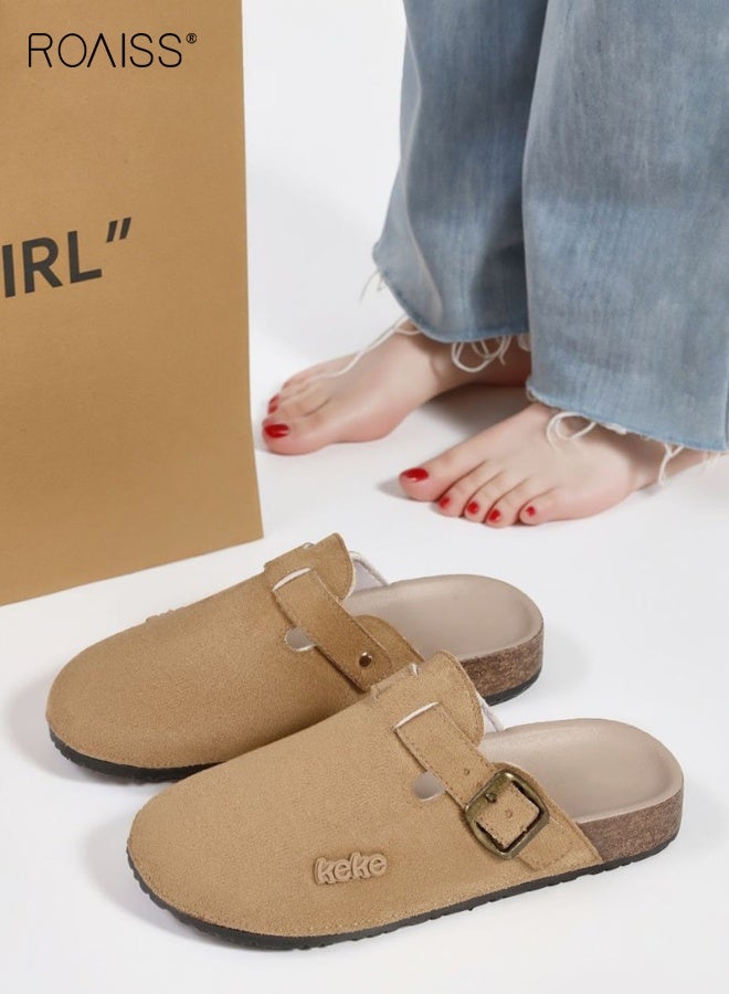 roaiss Women's Birken Closed Toe Flat Slippers Laides Thick Soled Comfortable Slides Closed Toe Half Slippers Sandals for Indoor Outdoor Lounge Wear - Image 2