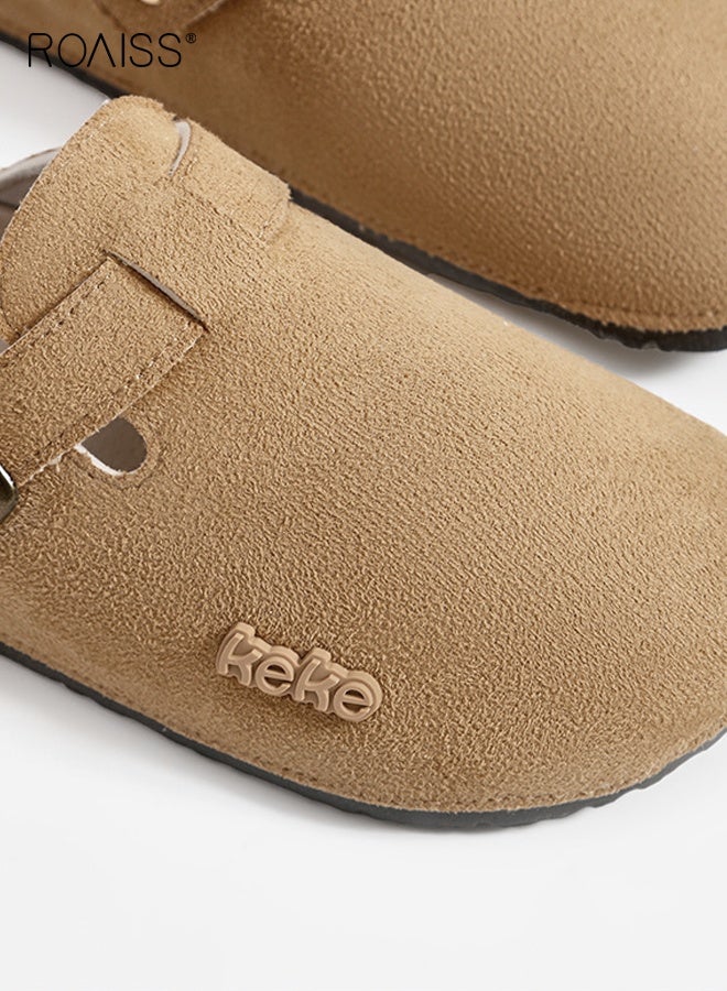 roaiss Women's Birken Closed Toe Flat Slippers Laides Thick Soled Comfortable Slides Closed Toe Half Slippers Sandals for Indoor Outdoor Lounge Wear - Image 4