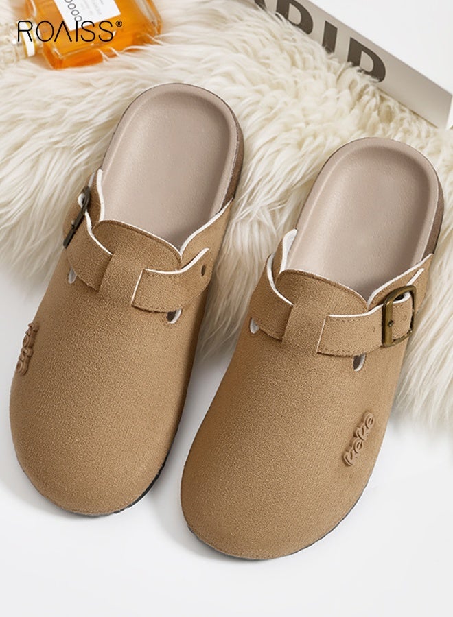 roaiss Women's Birken Closed Toe Flat Slippers Laides Thick Soled Comfortable Slides Closed Toe Half Slippers Sandals for Indoor Outdoor Lounge Wear - Image 3
