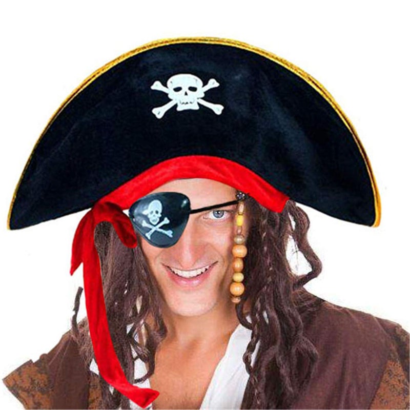D-Fokes D-Foxes Pirate Hat Party Captain Costume Cap Halloween Masquerade Cosplay Accessories Props with Eye Patch - Image 1