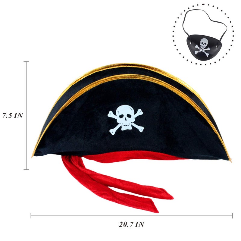 D-Fokes D-Foxes Pirate Hat Party Captain Costume Cap Halloween Masquerade Cosplay Accessories Props with Eye Patch - Image 2