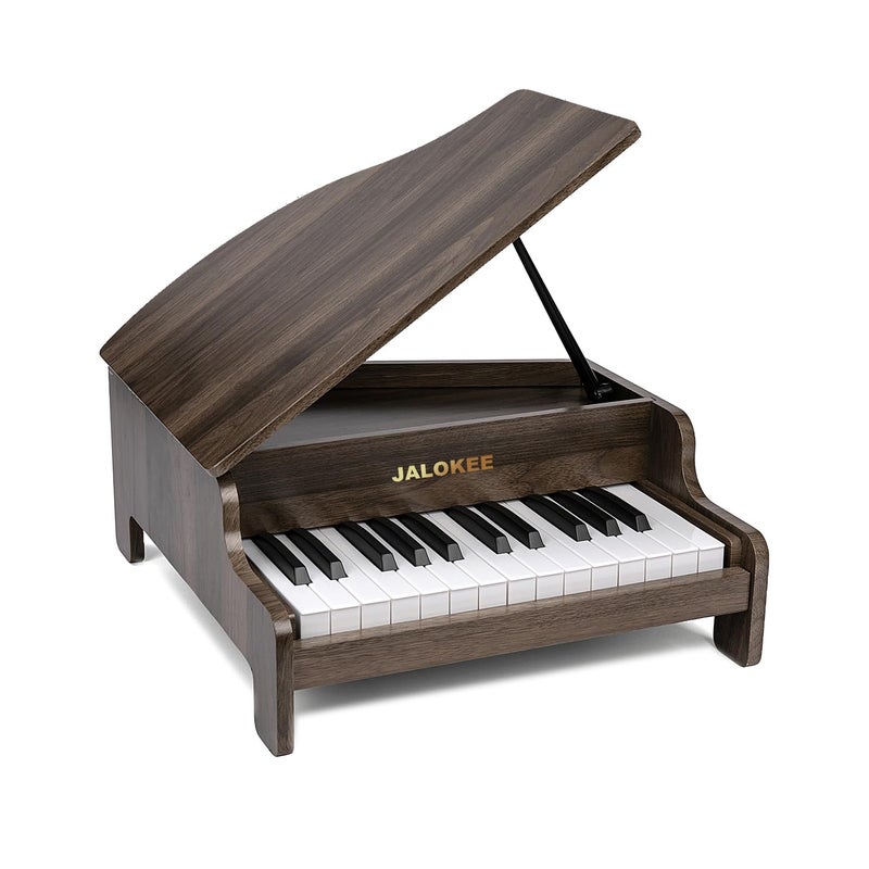 JALOKEE Kids Piano Keyboard, 25 Keys Grand Piano for Kids, Mini Music Educational Instrument Toy, Volume Adjustable, Wood Toy for Toddlers Girls Boys (Walnut) - Image 1