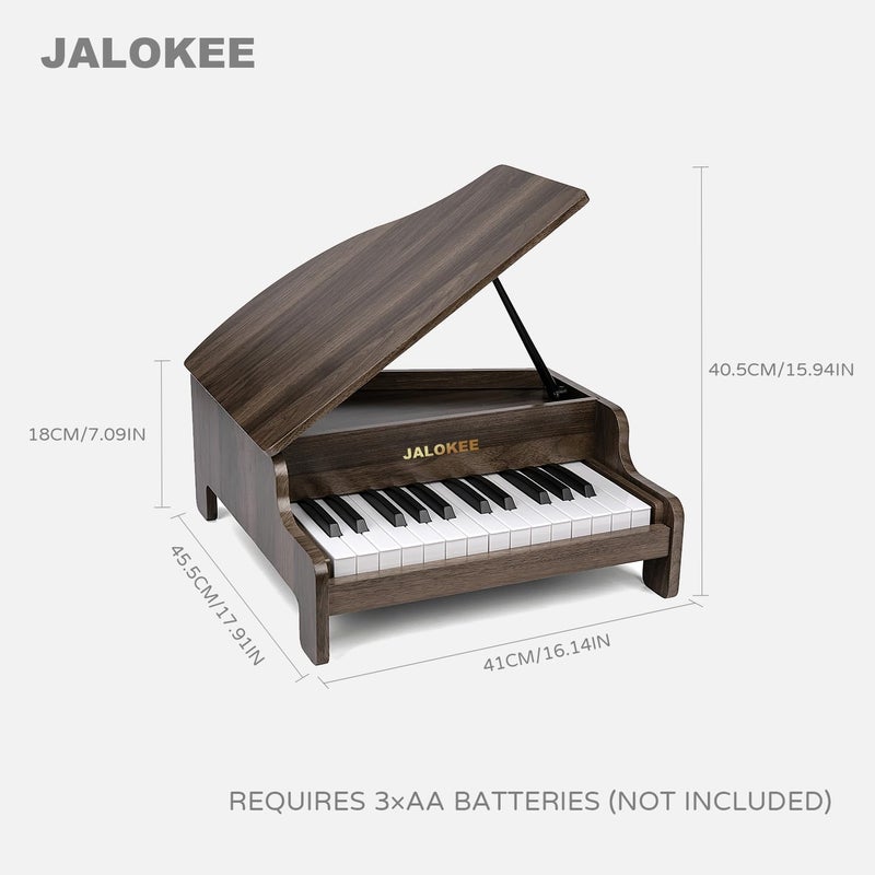 JALOKEE Kids Piano Keyboard, 25 Keys Grand Piano for Kids, Mini Music Educational Instrument Toy, Volume Adjustable, Wood Toy for Toddlers Girls Boys (Walnut) - Image 3